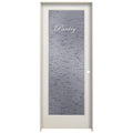 28 in. x 80 in. Left Hand Frosted Glass Primed Wood Single Prehung Interior Door B788690
