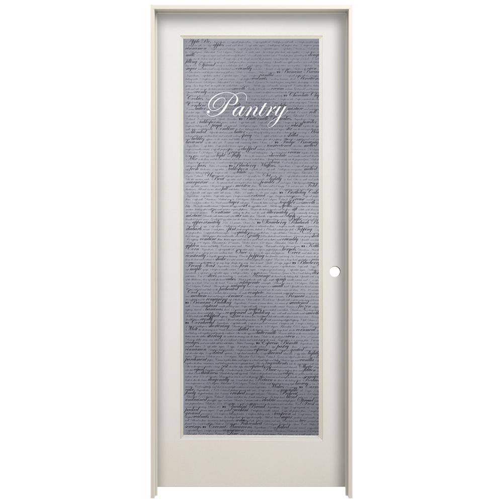 28 in. x 80 in. Left Hand Frosted Glass Primed Wood Single Prehung Interior Door B788690