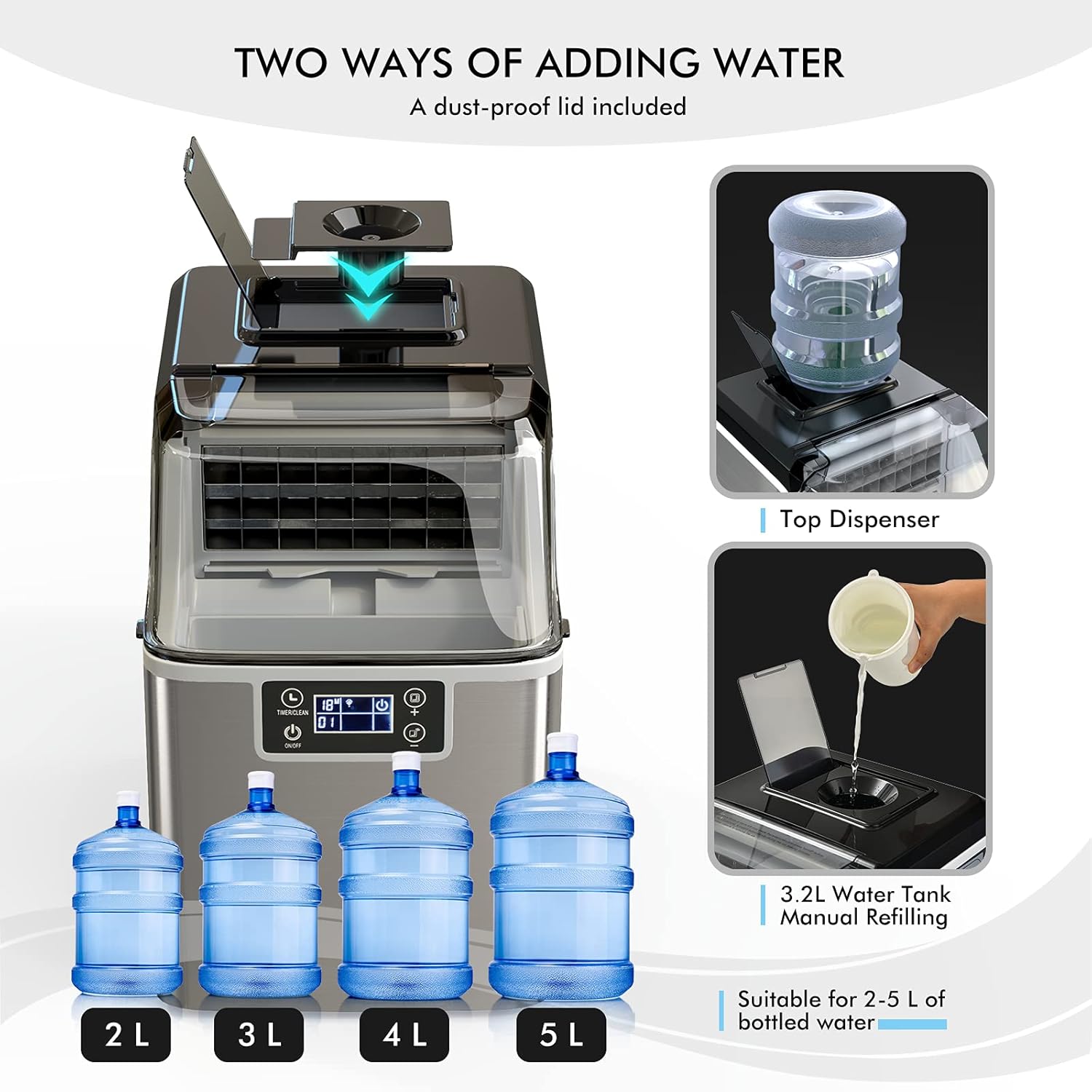 40LBS/24H Portable Compact Ice Machine with Auto Self-Cleaning Function B32166