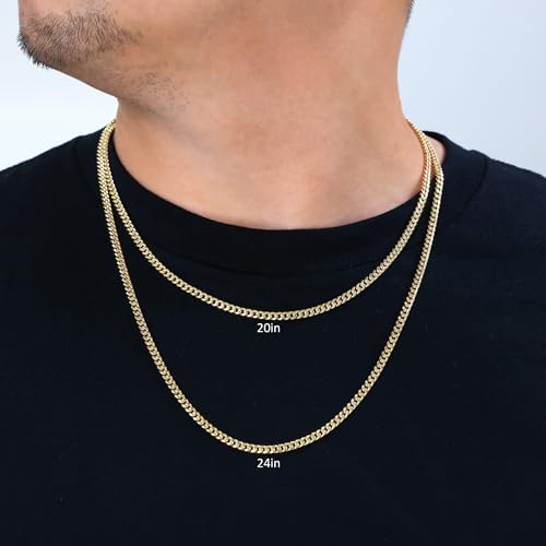 14k Yellow Gold Miami Cuban Link Chain Pendant Necklace L5544
