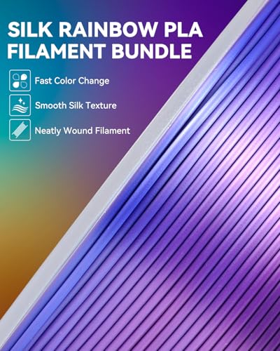 PLA Silk Rainbow 3D Printer Filament Bundle, 8 Rolls, 2kg Total W50278