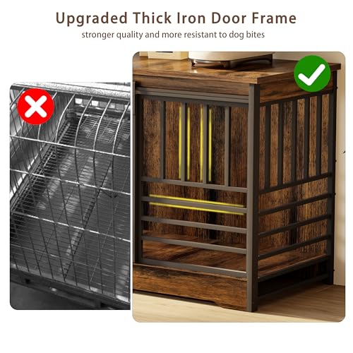 Brown Double Dog Crate Furniture with Divider J16053