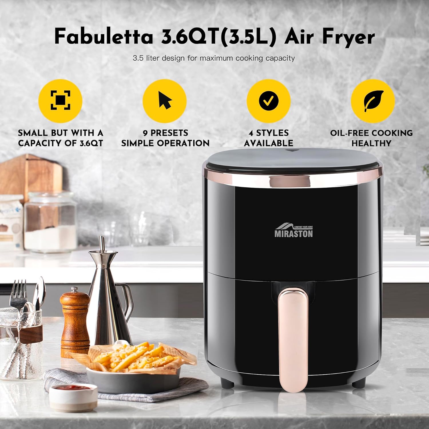 Compact 3.6 Qt 9-in-1 Digital Air Fryer with Baking Pan I7154