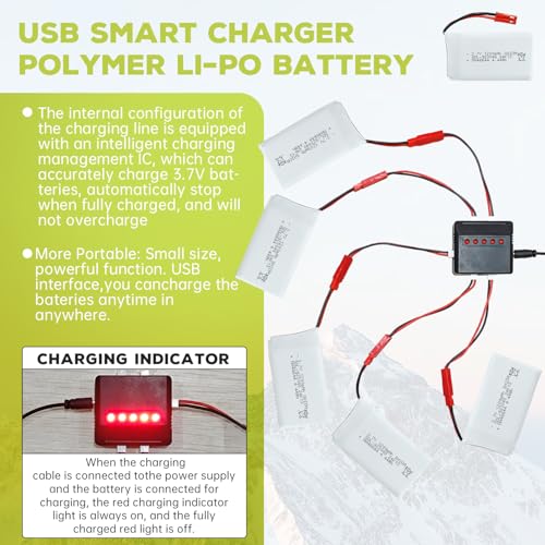 5PCS 3.7V 1200mAh 30C Lipo Battery with 5in1 Charger JST Plug X4795