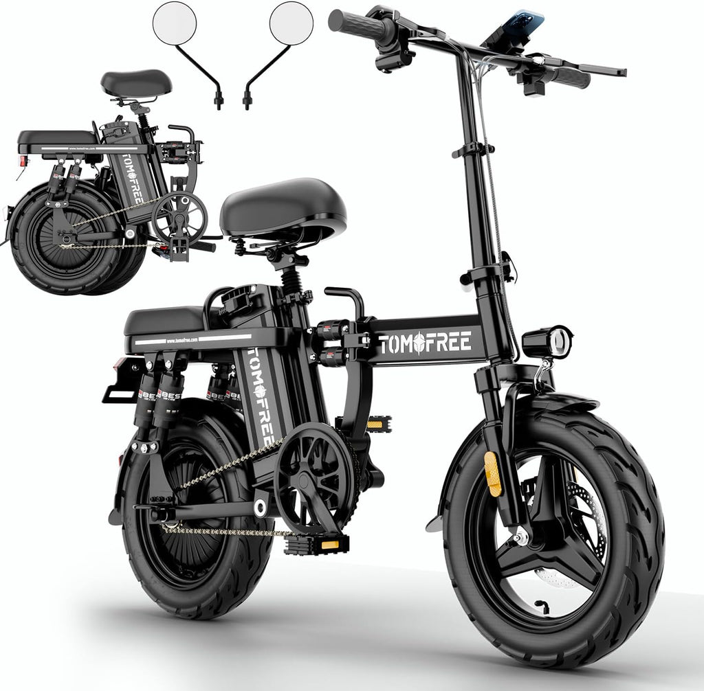 14" Folding Electric Commuting Bike with 1000W Brushless Motor, 48V 20Ah Removable Battery W7086