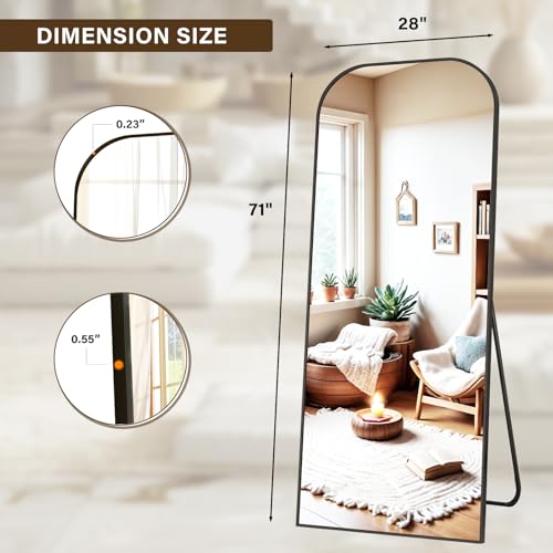 56x21 Inch Full Length Mirror with Aluminum Frame, Black T17478