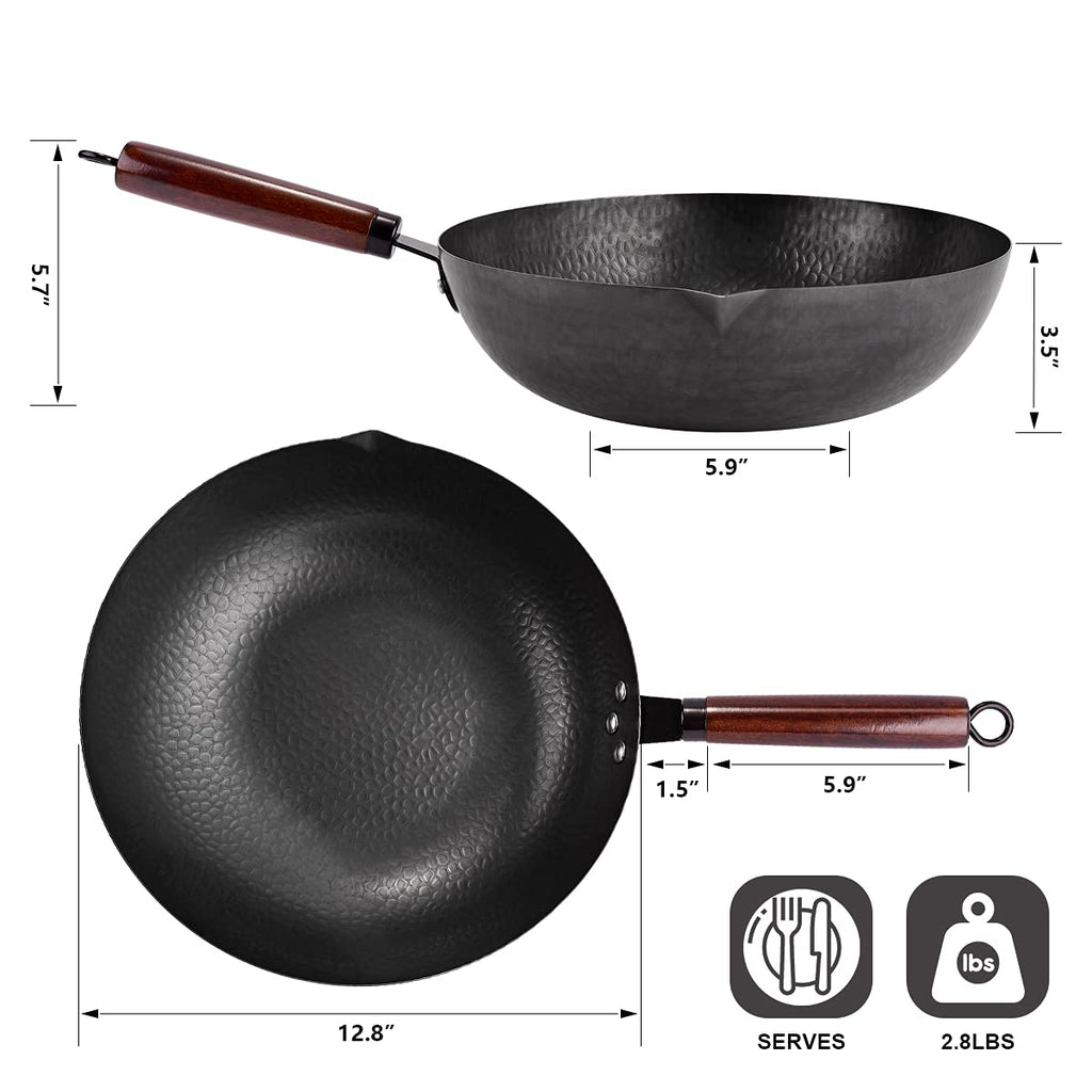 11Pcs Carbon Steel Wok with Lid M34120