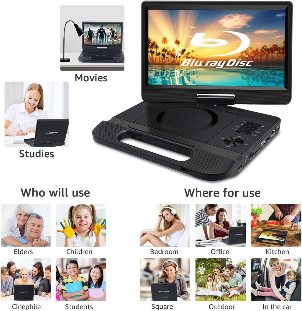 12.5 1080P Portable Blu-Ray Player with 10.5 HD Swivel Screen L861