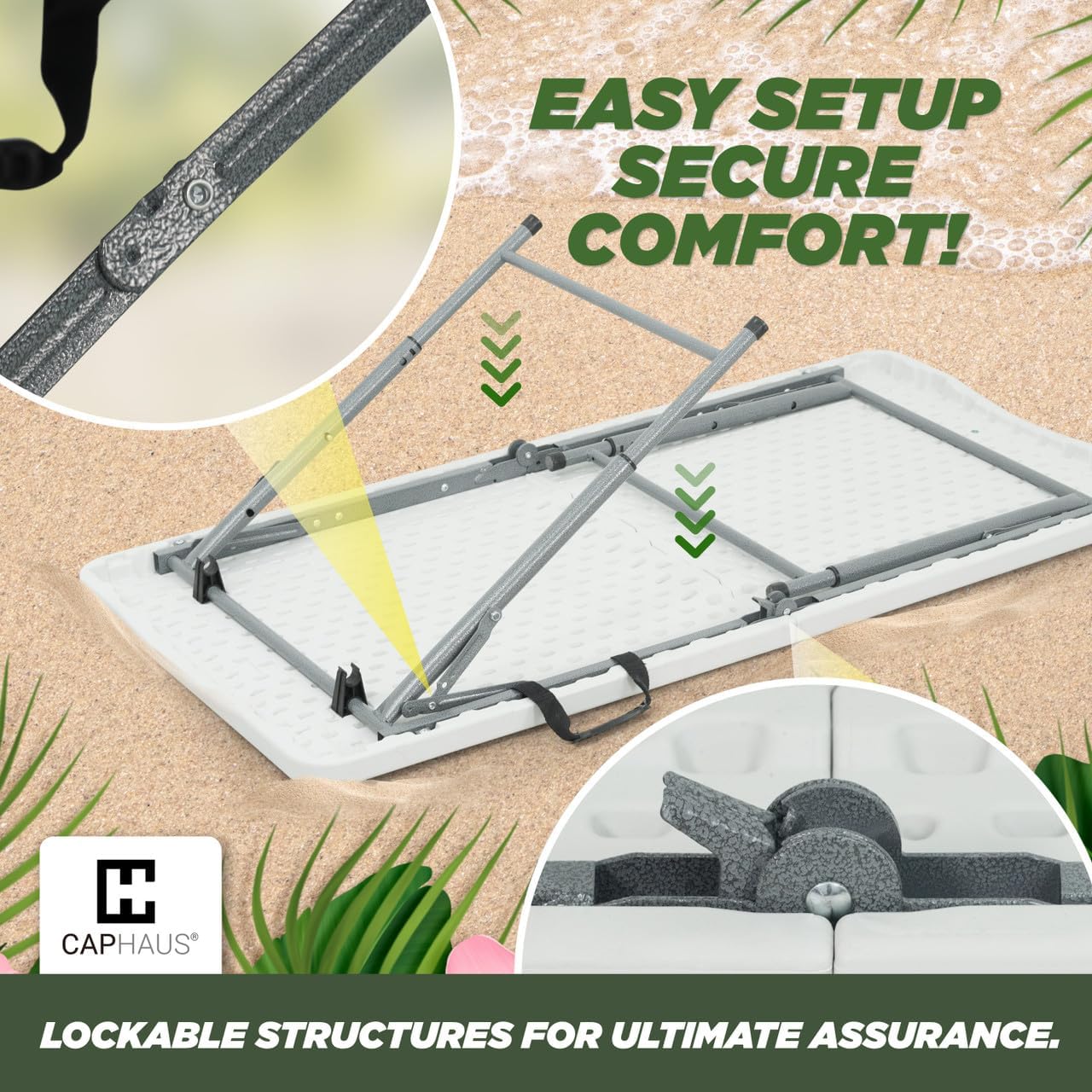 White 47.2 in Folding Table with Carrying Handle R720