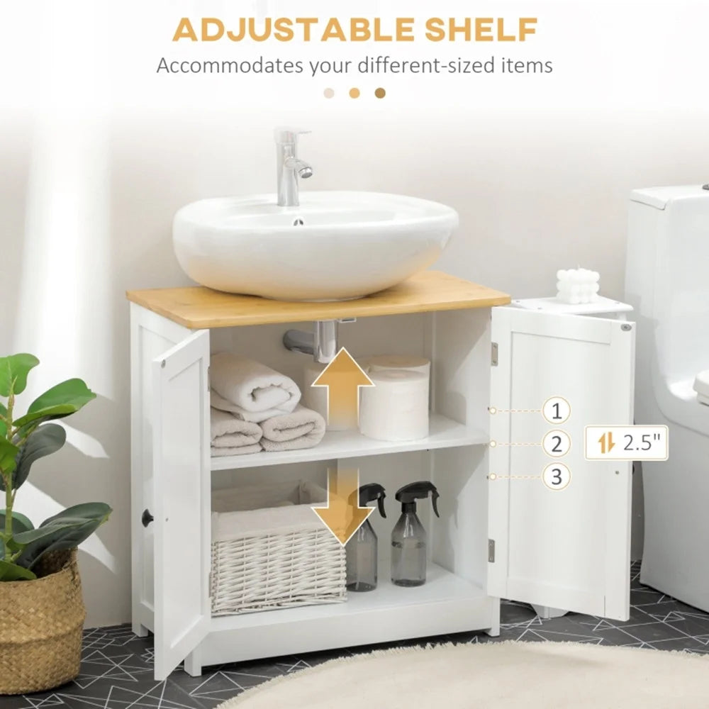 Crystal White Dark Walnut Under Sink Cabinet with Double Doors I3253