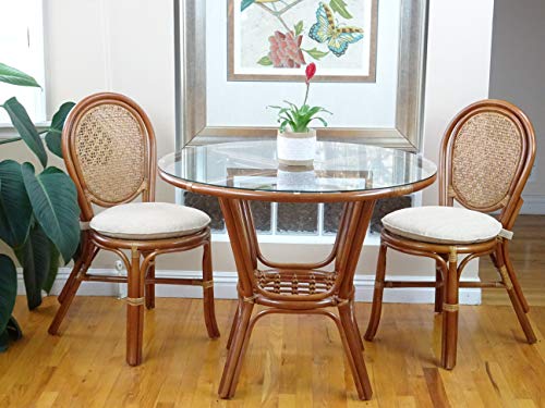 Set of 2 Natural Rattan Side Chair with Cream Cushion E858766