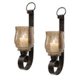 Set of 2 Bronze Metal Candle Holder Sconce Y551623