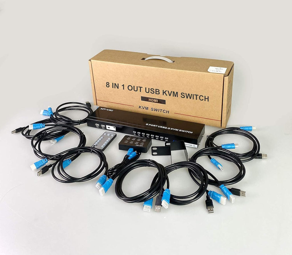 8 Ports KVM Switch HDMI 4K 30Hz 8 in 1 Out with KVM Cables L61529