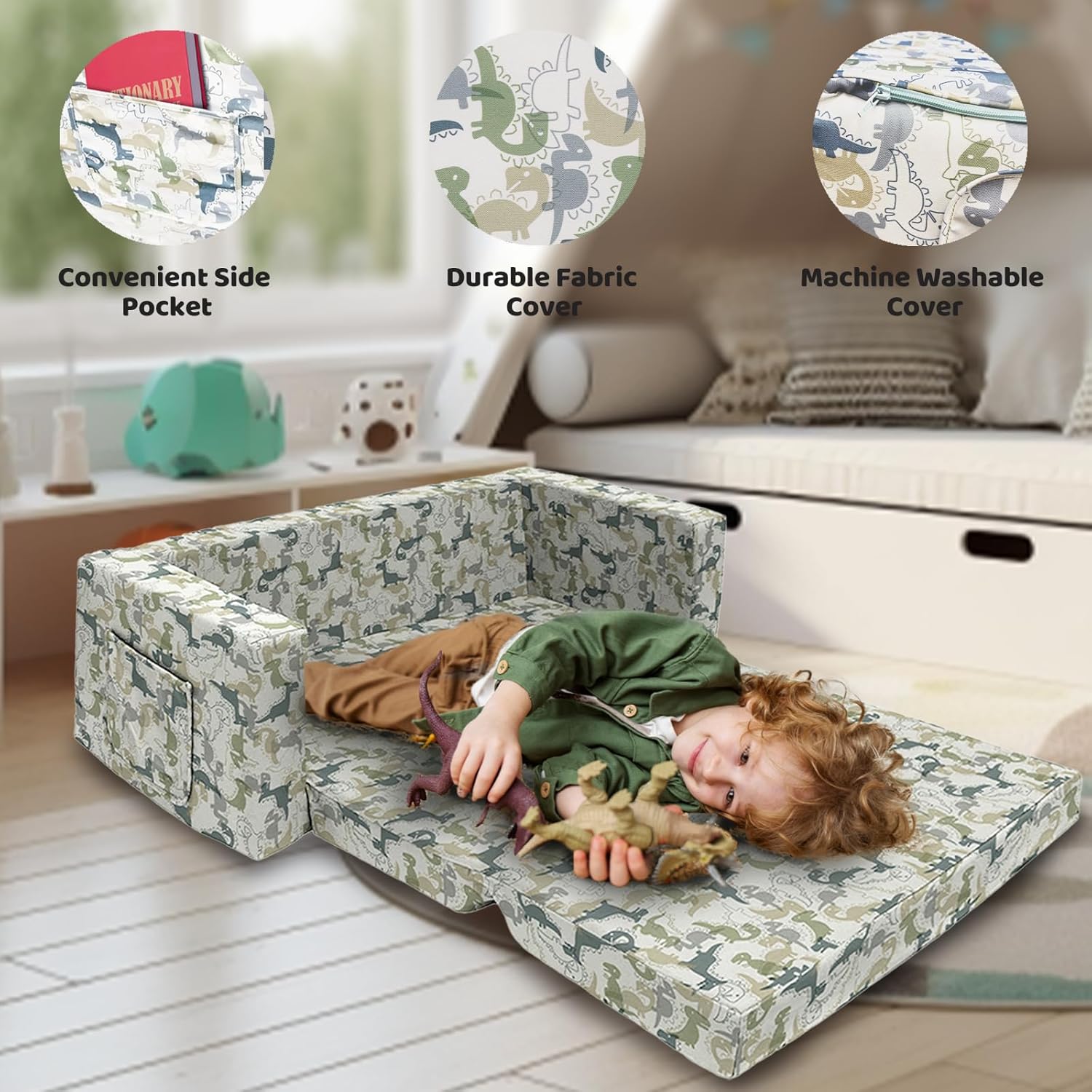 2 Seats 2 in 1 Flip Open Chair Sleeper Bed H197
