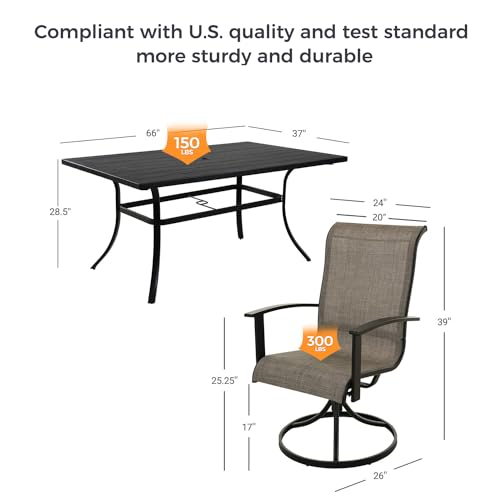 7-Piece Patio Dining Set with Swivel Chairs and Rectangular Dining Table R9091