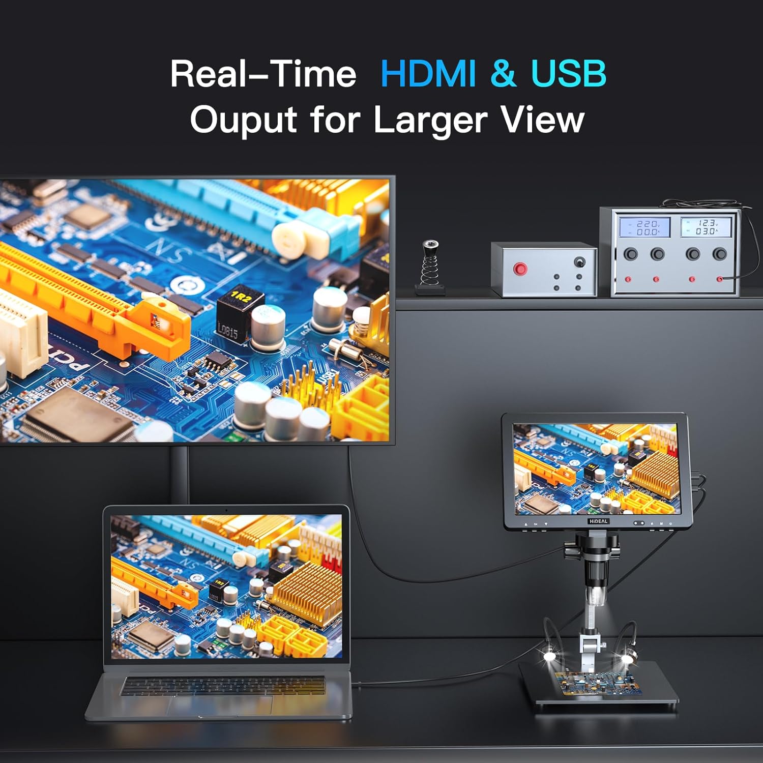 HDMI Digital Microscope 1500X HD IPS Screen 20MP Coin Microscope Magnifier with Light A30009