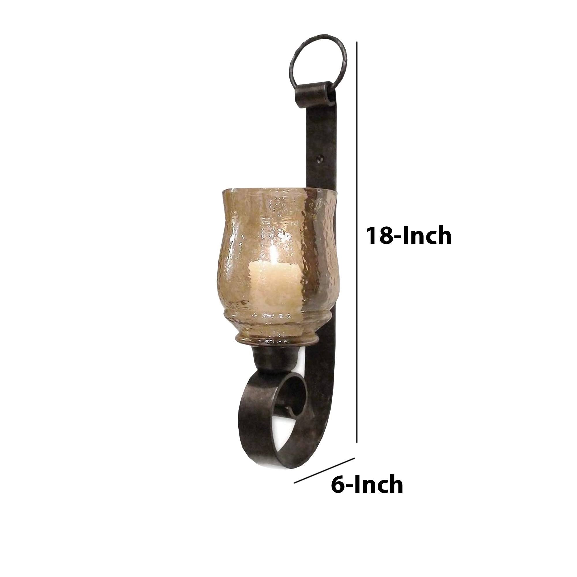 Set of 2 Bronze Metal Candle Holder Sconce Y551623