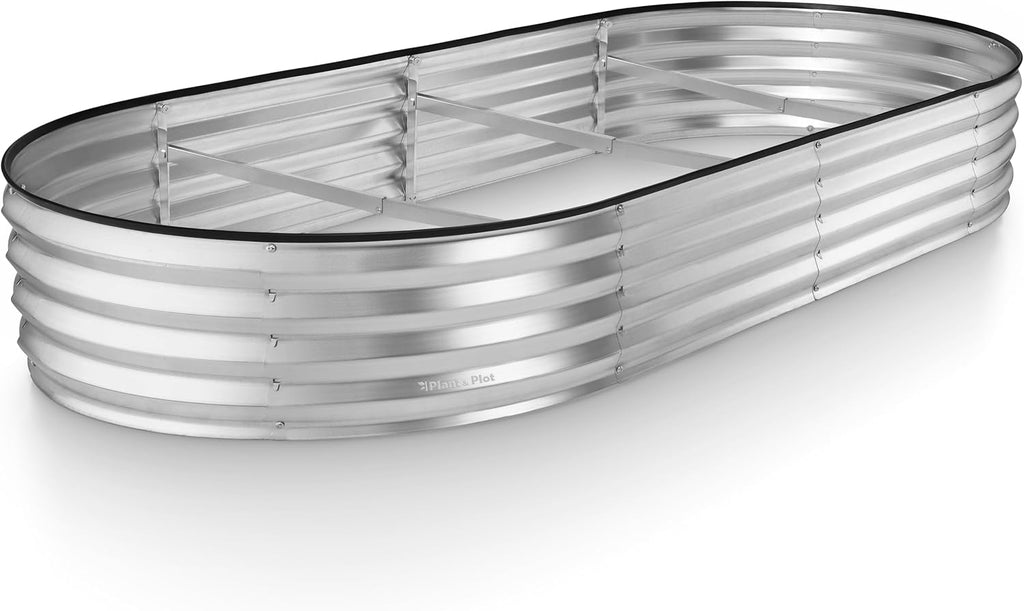 Galvanized Raised Garden Beds Outdoor 8×4×1 ft Planter Large Metal Garden Box Silver K439591