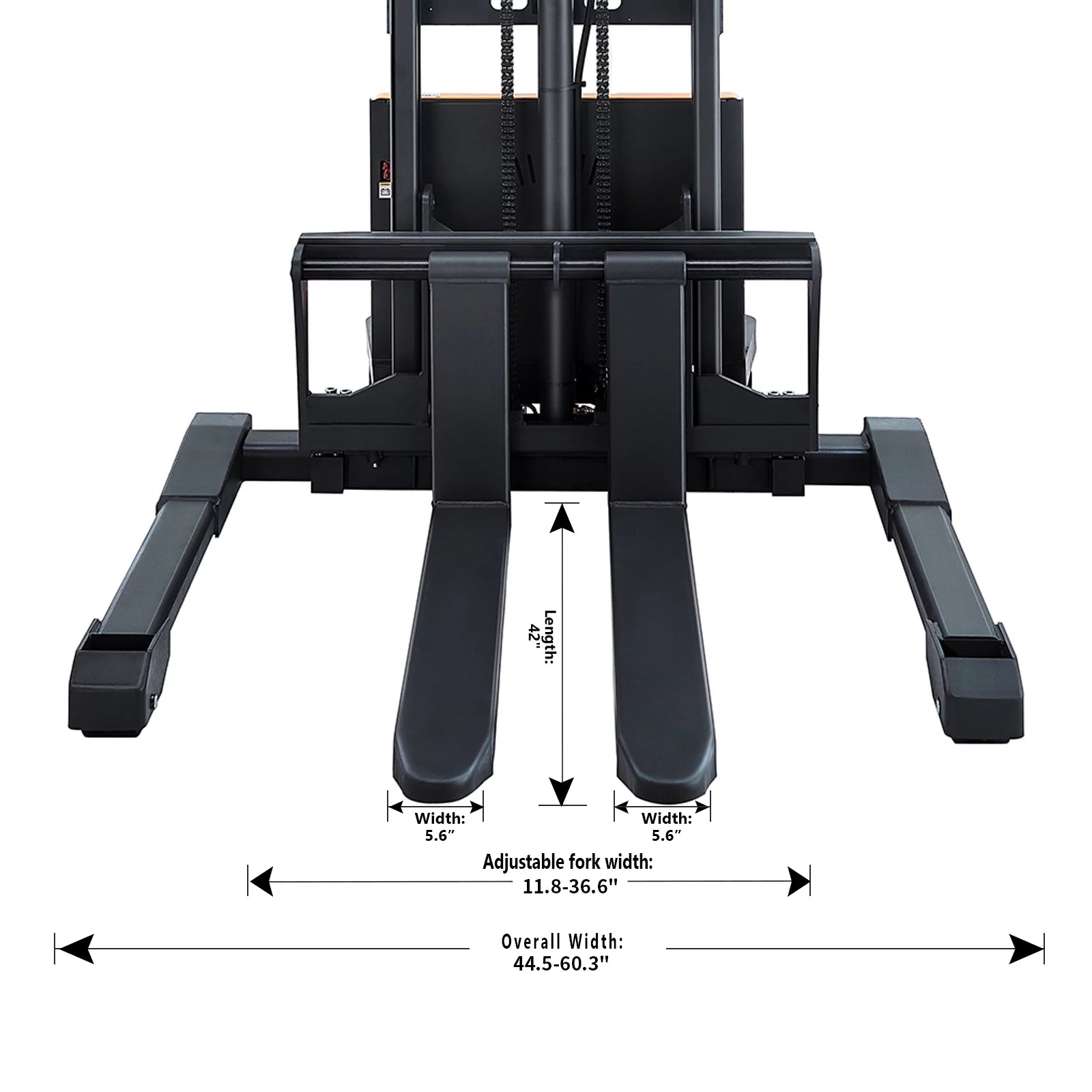 3300lb Cap. Semi-Electric Pallet Straddle Stacker with Adjustable Fork 98" Raised Height C6791