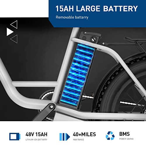 Electric Bike with 960W Peak Motor, 25mph Max Speed, 720WH Removable Battery, 20" Electric Bicycle with Shimano 7 Speed and Front Suspension L70493
