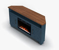 64 inches Knotty Alder Solid Wood Corner TV Stand with Fireplace E10829