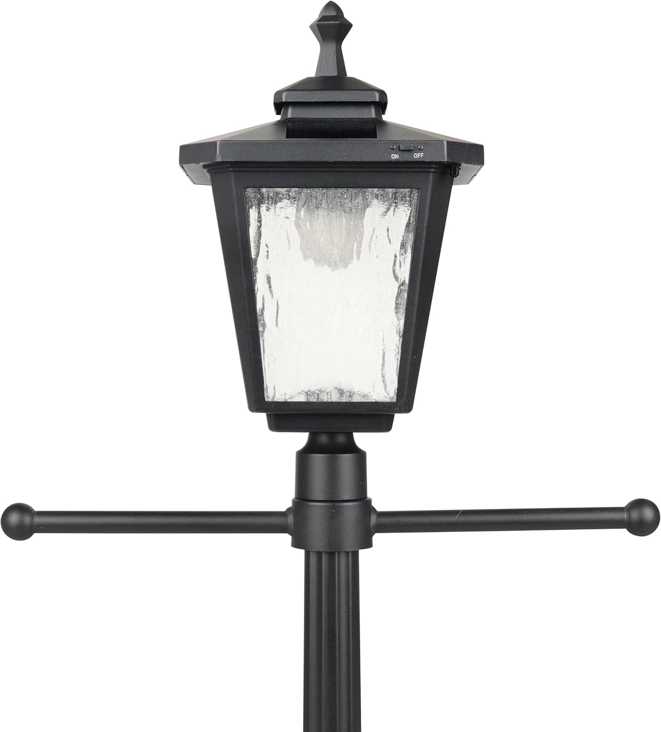 76" Height Solar Lamp Post Lights with Planter, Die-Casting Aluminum, Glass Lampshade with Warm White LED, Matte Black U917