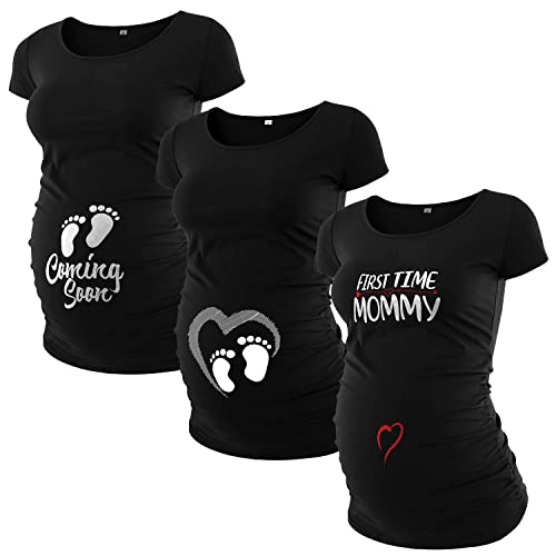 Pack of 3 Maternity Shirts with Ruched Sides I308