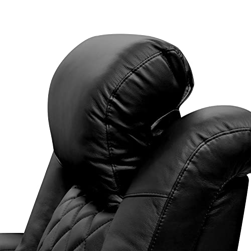 Dark Chocolate Leather Power Reclining Home Theater Seating Row of 4 H567