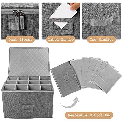 Beige Hard Shell Cup and Mug Storage Box with Dividers & Handles D90001