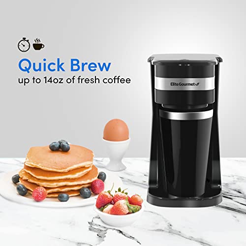 Compact Single-Serve Coffee Maker with Stainless Steel Travel Mug L3899