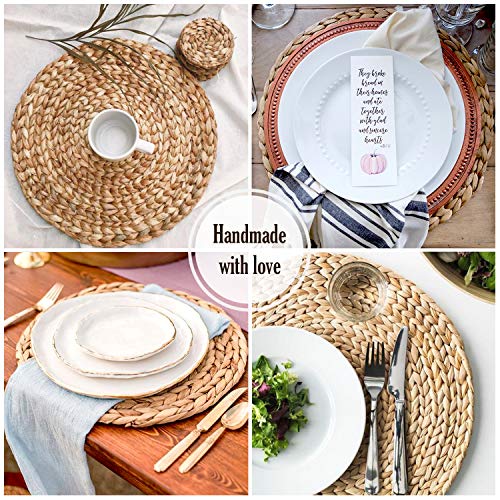 Set of 10 Round Water Hyacinth Wicker Placemats N51230