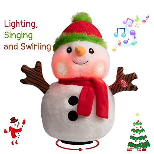 13 inch Animated Christmas Snowman Plush with LED Lights J4593