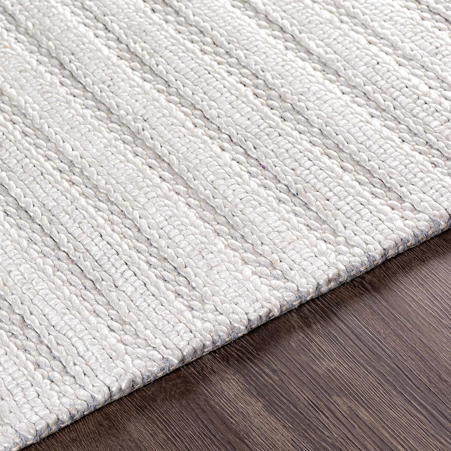 Wool & Viscose Bohemian Area Rug, Ivory, Beige, Cream, Grey, 10' x 14' D92787