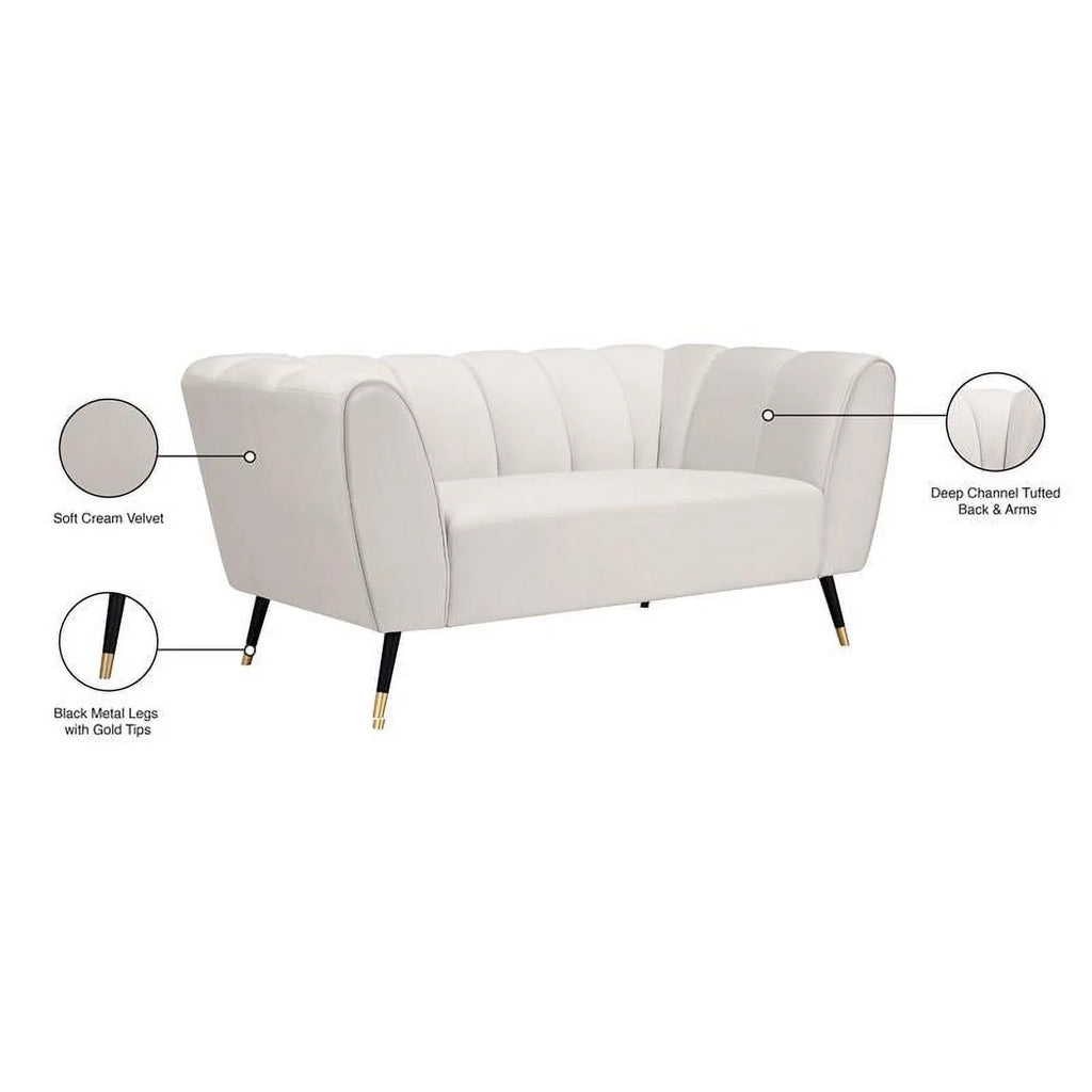 Cream Velvet Loveseat K11782