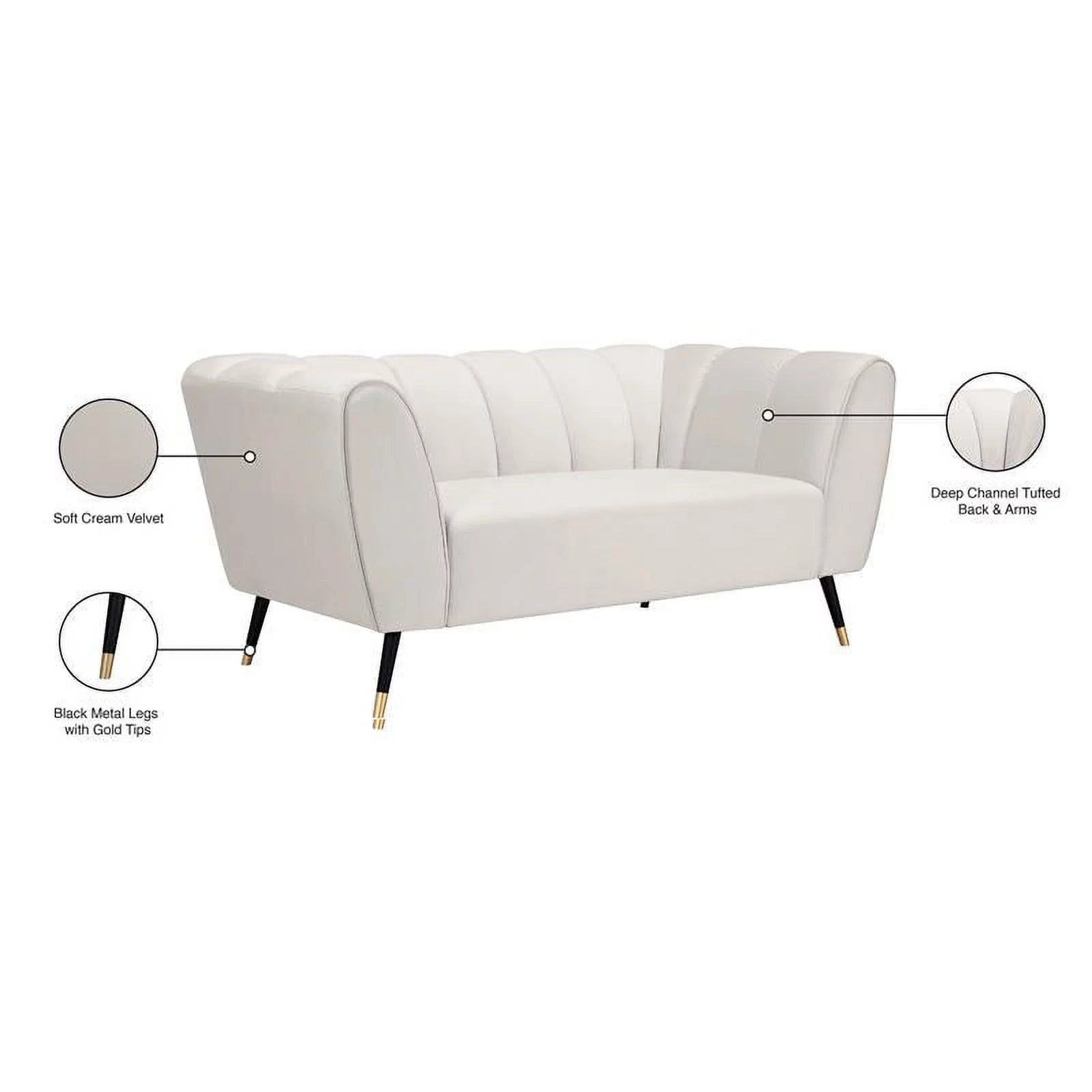 Cream Velvet Loveseat K11782