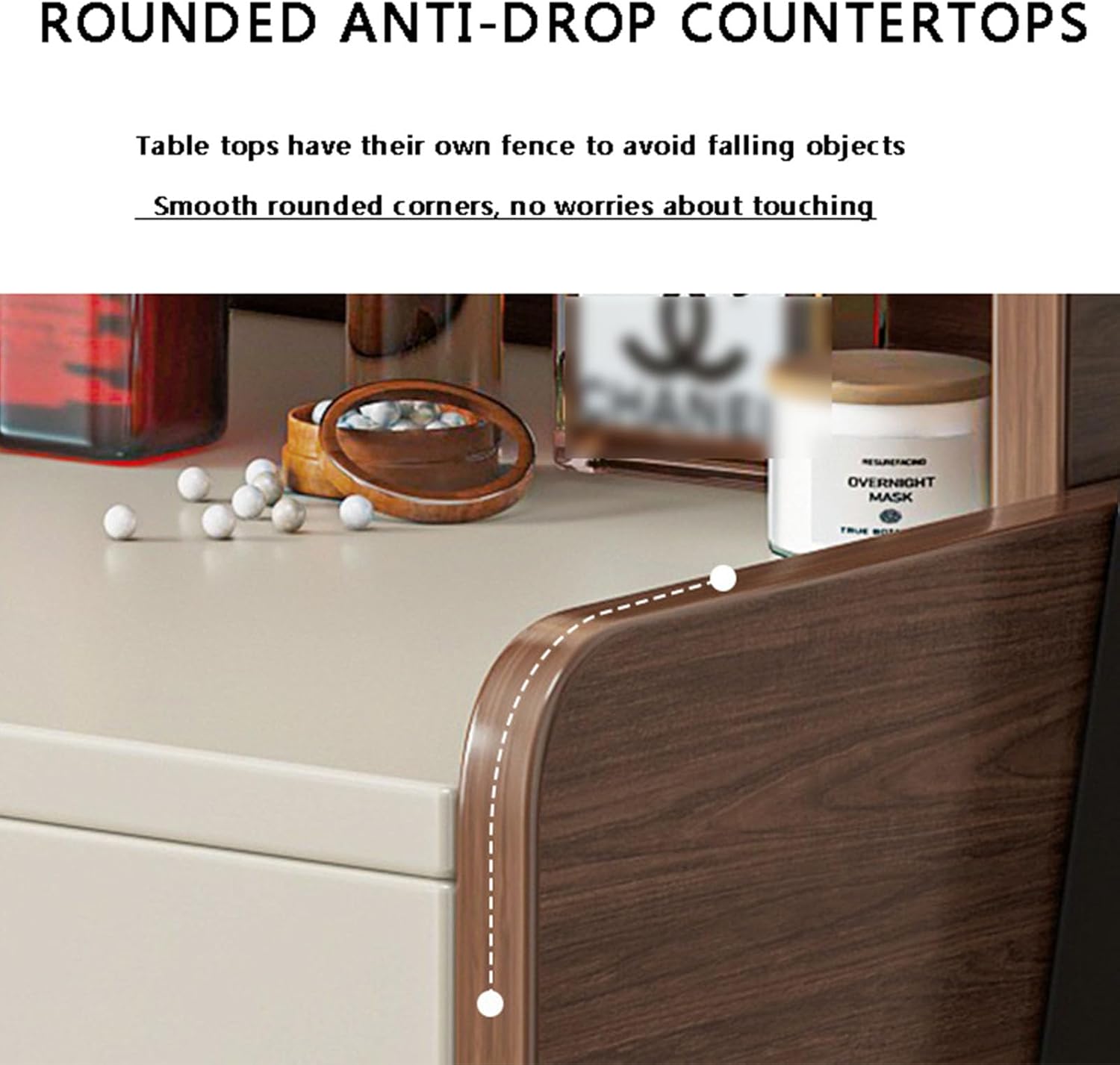 Solid Wood Vanity Set with 2 Drawers and Lighted Mirror L538410