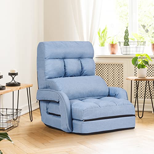 Grey Folding Chaise Lounge Sofa with Adjustable Backrest N54742