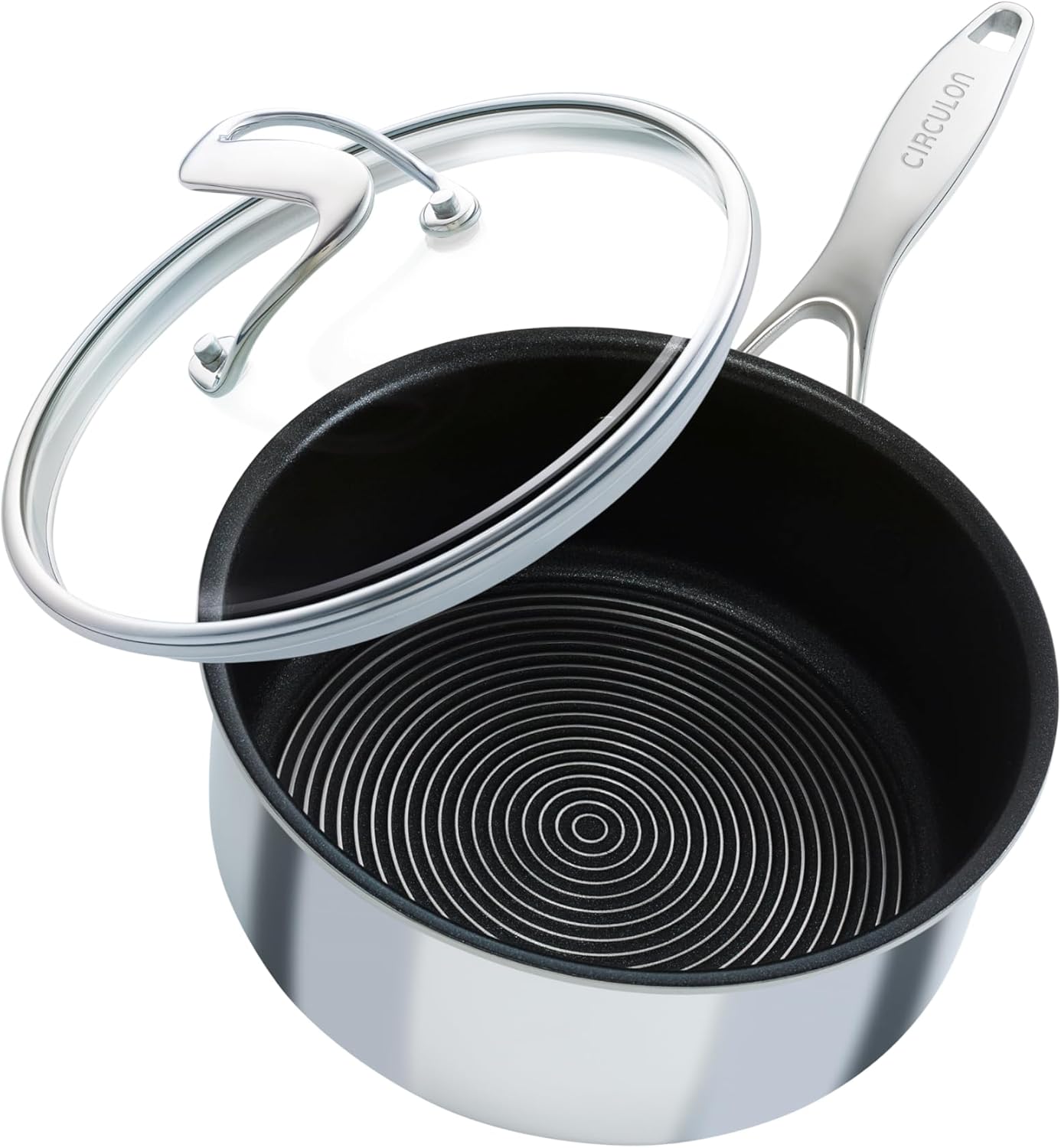 2 Quart Stainless Steel Saucepan with Glass Lid J9013