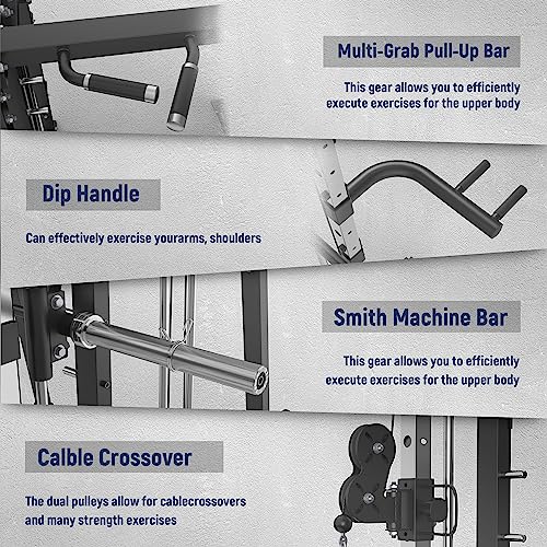 All-in-One Smith Machine Power Cage with Smith Bar and Cable Crossover Machine S925