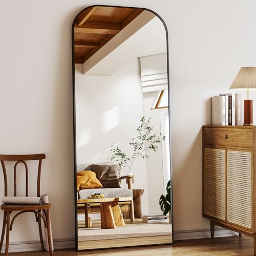 56x21 Inch Full Length Mirror with Aluminum Frame, Black T17478
