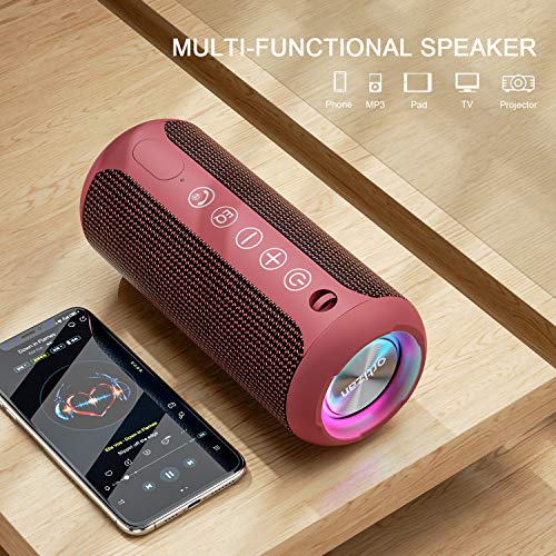 IPX7 Waterproof Bluetooth Speaker with LED Lights, 30H Playtime (Black) B646713