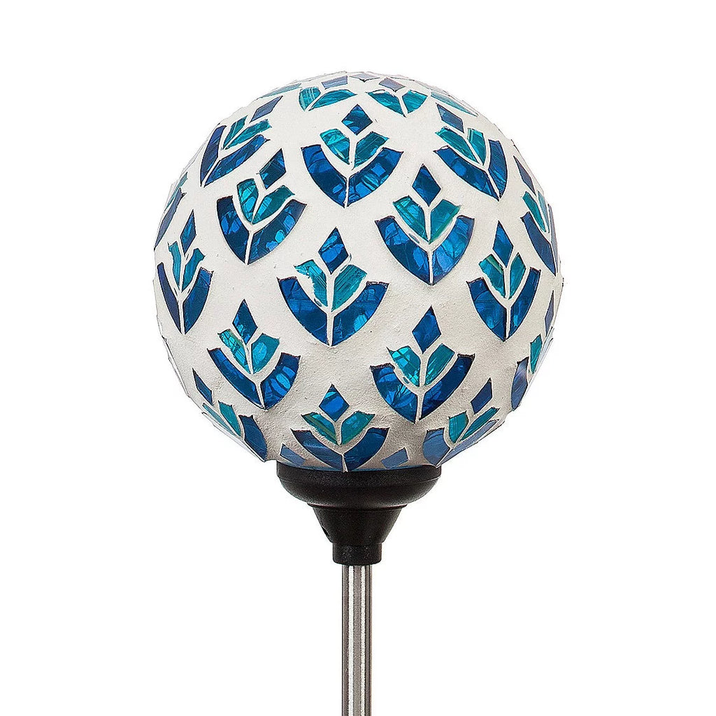 22"H Solar Mosaic Globe Garden Stakes, Peacork Blue G658