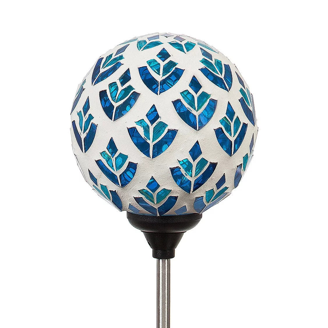 22"H Solar Mosaic Globe Garden Stakes, Peacork Blue G658
