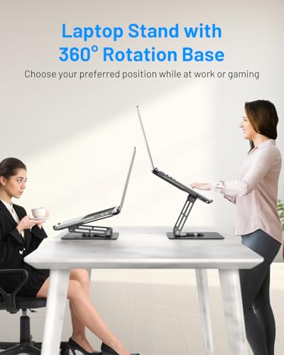 Laptop Cooling Stand with 360° Rotation Base, Detachable Thermoelectric Cooler, Adjustable Height, Solid Carbon Steel, 2-Power Peltier Cooling Pad J7300