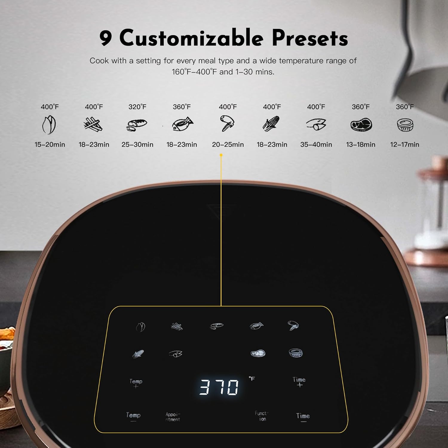 Compact 3.6 Qt 9-in-1 Digital Air Fryer with Baking Pan I7154