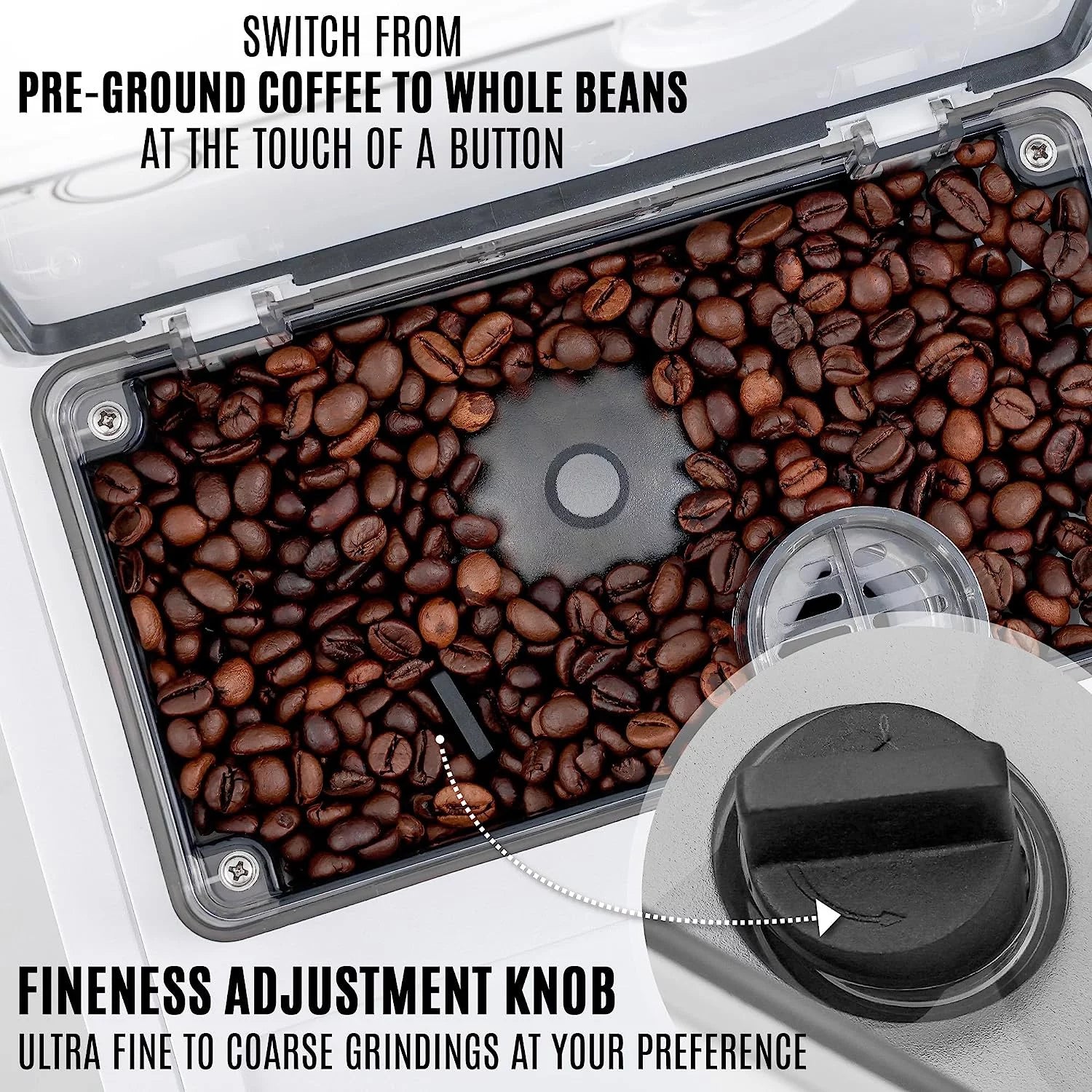 White Espresso Coffee Machine with Grinder and Milk Frother Z5027
