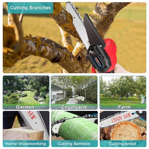 6 Inch Cordless Mini Chainsaw with 2 2.0Ah Battery and 2 Chains P40602