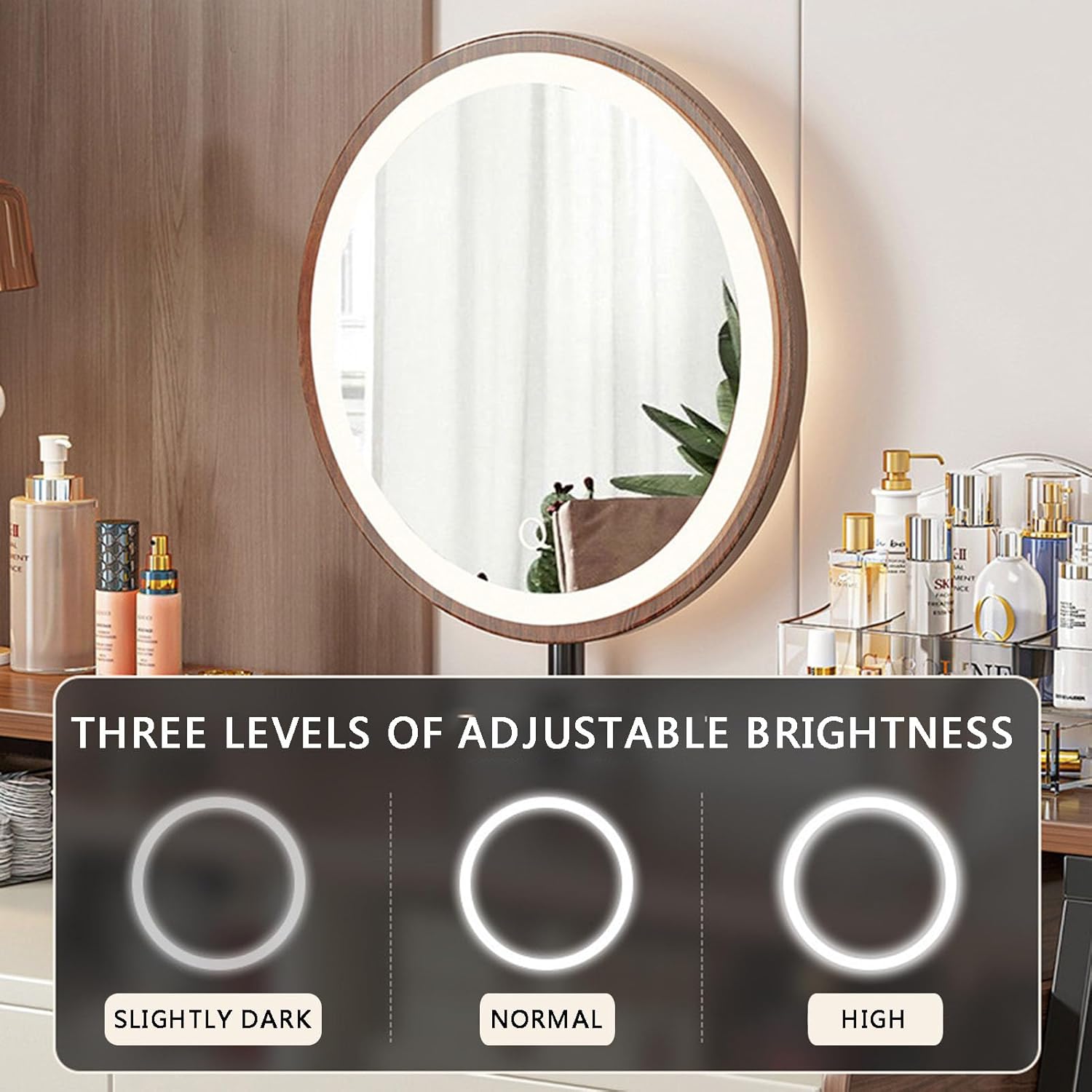 Solid Wood Vanity Set with 2 Drawers and Lighted Mirror L538410