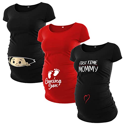 Pack of 3 Maternity Shirts with Ruched Sides I308