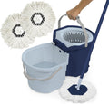 Blue/White Spin Mop and Mopping Bucket Set with Refill Z397